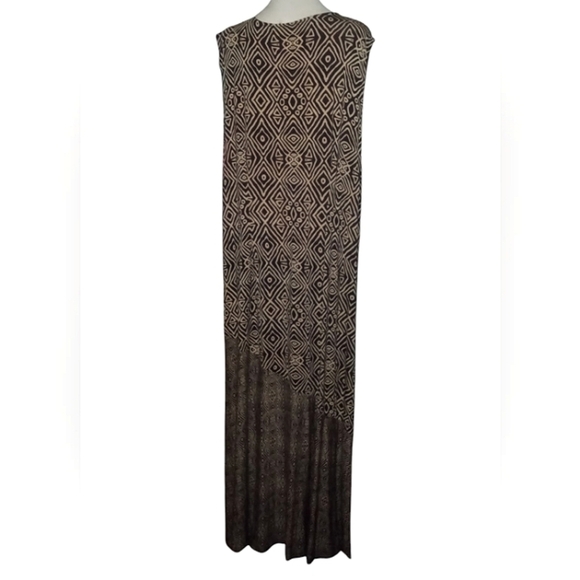 Soft Surroundings Tulum Aztec Tank Maxi Dress Brown & Tan Jersey Knit Size 3X - Picture 6 of 11